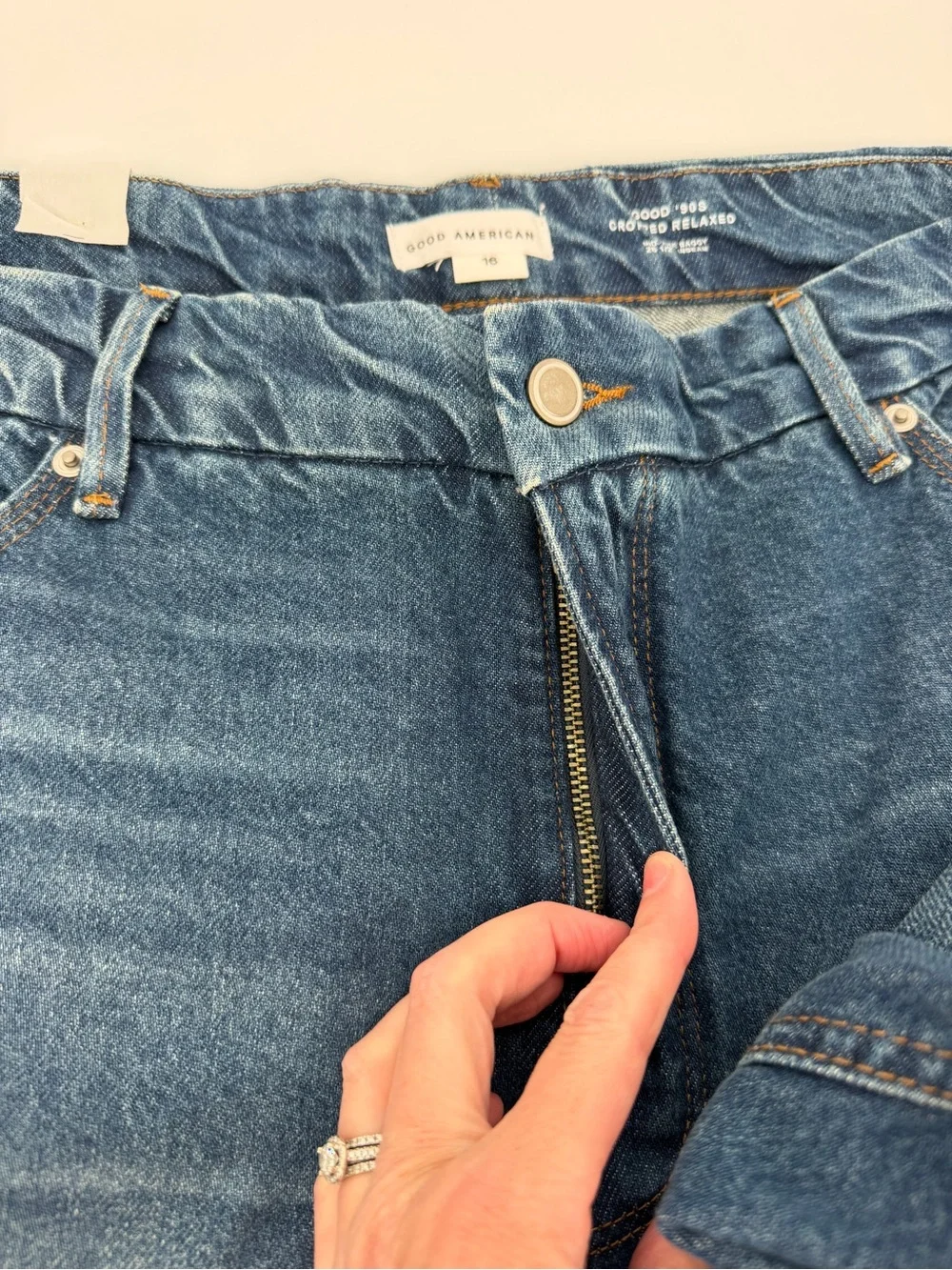 Good American Good 90s Cropped Relaxed Jeans Indigo - Size 16